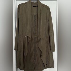 Max Jeans Olive Open-Front Waterfall Trench Coat